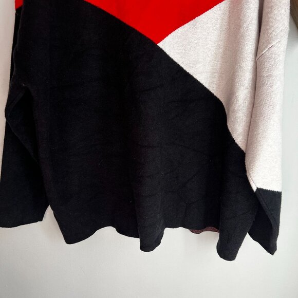 Tahari Womens Mock Neck Sweater Top Plus Size 2X Color Block Red White Black - Picture 7 of 11